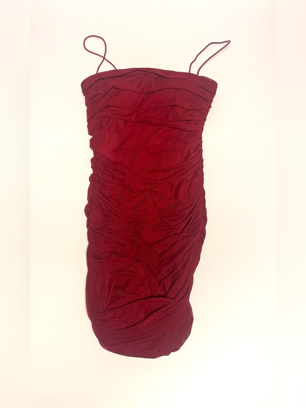 Princess Polly Wine Ruched Spaghetti Strap Mini Dress Sz 4